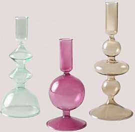 Set Aus 3 Kerzenhaltern Aus Kristall Nalyna Bunt