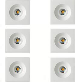 Set aus 6 Ivy Einbaustrahlern Quadratisch Weiß