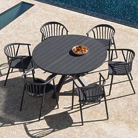 Set Aus Ausziehbarem Aluminiumtisch 145-200x145 Cm 