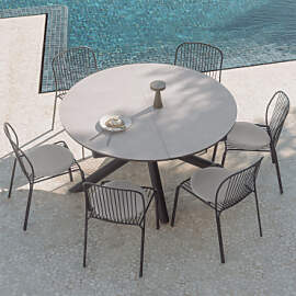 Set Aus Ausziehbarem Aluminiumtisch Begur