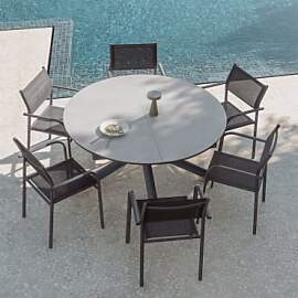 Set Aus Ausziehbarem Aluminiumtisch Begur