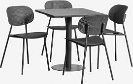 Set Aus Quadratischem Tisch 70x70 Cm Mizzi Und 4