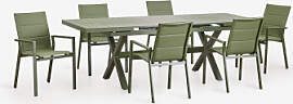 Set Aus Rechteckigem Gartentisch 180-240x90 Cm