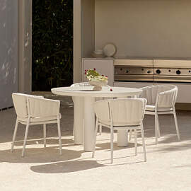 Set Aus Rundem Tisch Ø120 Cm Aus Keramik Und