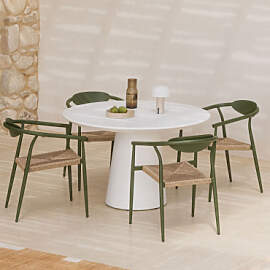 Set Aus Rundem Tisch Ø120 Cm Aus Zement Noemi Und 