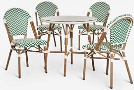 Set Aus Rundem Tisch Ø80 Cm Und 4 Stapelbaren