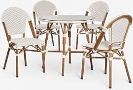 Set Aus Rundem Tisch Ø80 Cm Und 4 Stapelbaren