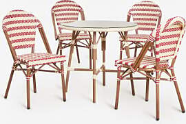 Set Aus Rundem Tisch Ø80 Cm Und 4 Stapelbaren