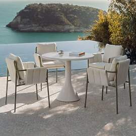 Set Aus Rundem Tisch Ø90 Cm Aus Zement Und