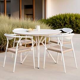 Set Aus Runder Tisch Ø100 Cm Aus Aluminium