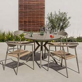 Set Aus Runder Tisch Ø100 Cm Aus Aluminium