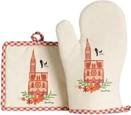 Set aus Topfhandschuh und Topflappen Kathedrale