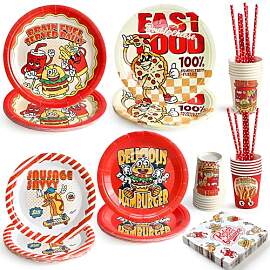 Set Fast Food Partygeschirr Kindergeburtstag,