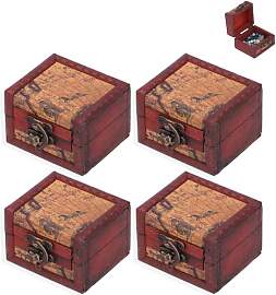 Set mit 4 kleinen Holztruhen, Schatztruhen aus