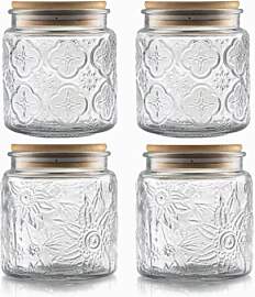 Set mit 4 luftdichten Vorratsdosen aus Glas,