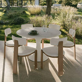 Set Runder Tisch Ø120 Cm Aus Eloria-zement Und 6
