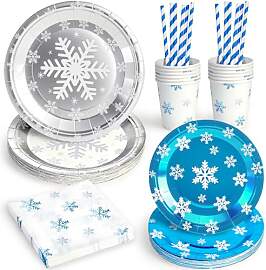 Set Schneeflocken Partygeschirr Kindergeburtstag,