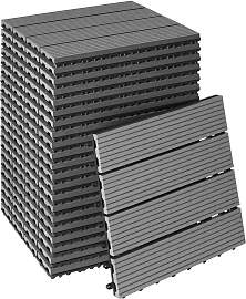 Set Terrassenfliesen Tegulas, WPC in Holzoptik -