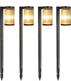 Set von 4 Aurora Solar LED Gartenleuchte Schwarz