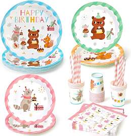 Set Waldtiere Partygeschirr Kindergeburtstag,