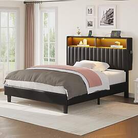 Seventable Bett 90x200 mit Ladestation, Metallbett 
