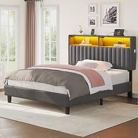 Seventable Bett 90x200 mit Ladestation, Metallbett 