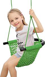 SFITVE Kinder Schaukel Outdoor, Handgestrickter