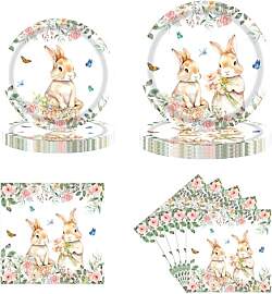 shallyong Pappteller Ostern Servietten Set, 64 pcs 