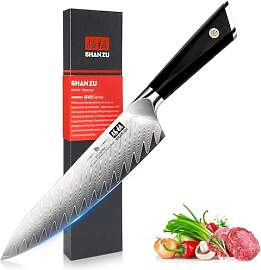 SHAN ZU Damast Kochmesser 21cm, Japanisch
