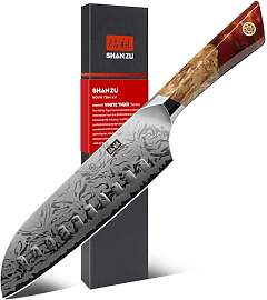 SHAN ZU Damast Santokumesser, 18cm Japanisches