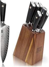SHAN ZU Damaststahl Messerblock mit Messer,