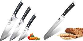SHAN ZU Küchenmesserset 3 tlg & Brotmesser