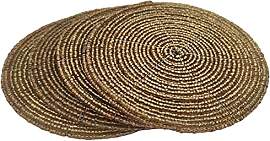 Sharvgun Beige Gold Perlen Untersetzer Set 4er Set 