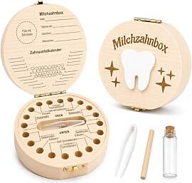 Shengruili Zahnbox Holz Milchzähne