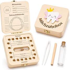 Shengruili Zahnbox Holz Milchzähne