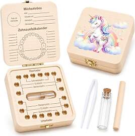 Shengruili Zahnbox Holz Milchzähne