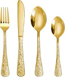 SHEUMNT 24-teiliges Besteckset im Gold