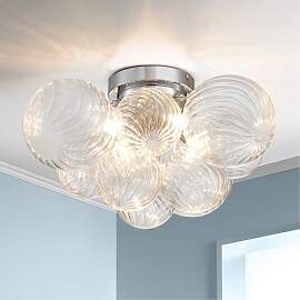 SHRINE Lighting Chrome Bubble-Glas Deckenleuchte,
