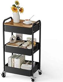Shrivee 3-Tier Rollwagen mit Tischplatte,