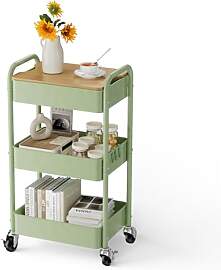 Shrivee 3-Tier Rollwagen mit Tischplatte,