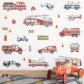 SHUCHING Wandtattoo Feuerwehrwagen, Wandsticker