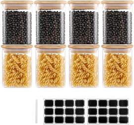 SHUESS 8er Set 500ml Vorratsgläser mit Holzdeckel 