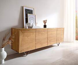 Sideboard Kayu 200x40x70 cm Akazie Natur 4 Türen