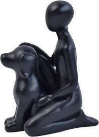 SIETIOJI Dekorative Statue Mann und Hund,