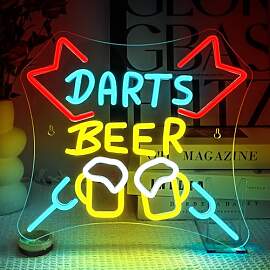 SIGNSHIP Dart Neon Schild Dimmbar Darts Bar Led