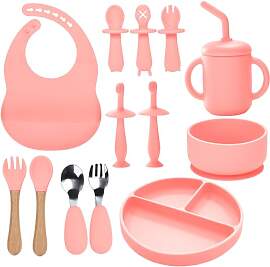Silikon Baby Geschirrset, 13PCS Kindergeschirr