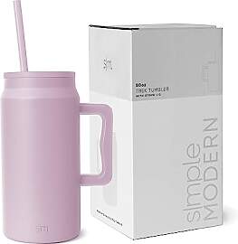 Simple Modern Thermobecher mit Strohhalm und Griff 