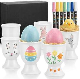 Sinmoe 6er Eierbecher Keramik Ostern Eierbecher
