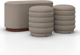 Sitzbank Nina mit Stauraum inkl. 2 Hocker Bouclé