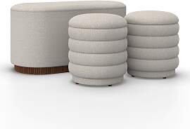 Sitzbank Nina mit Stauraum inkl. 2 Hocker Bouclé